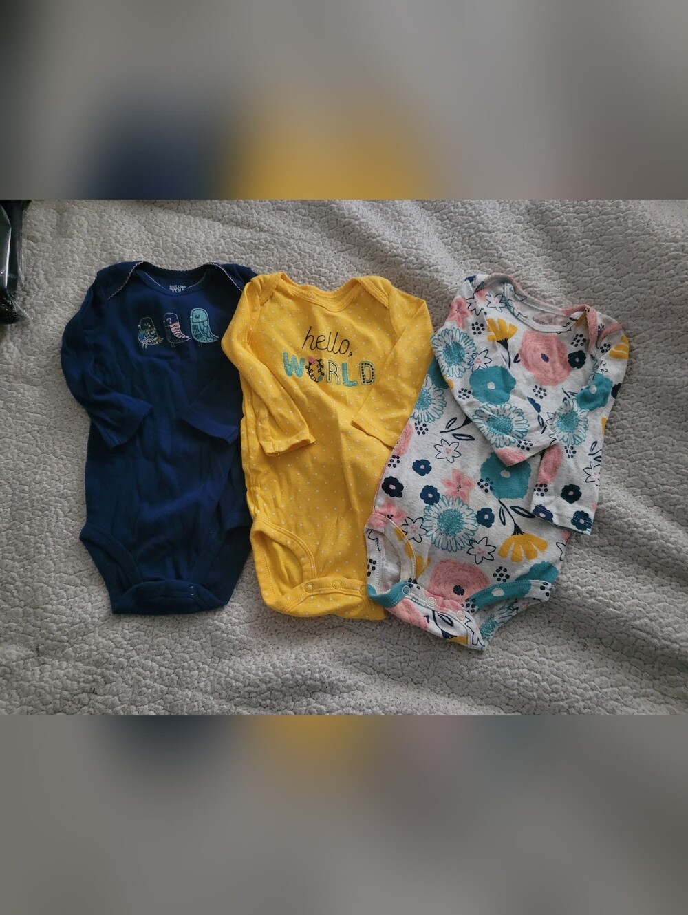 Carter's Kids Bodysuits - Floral, Navy, Yellow 9 Months